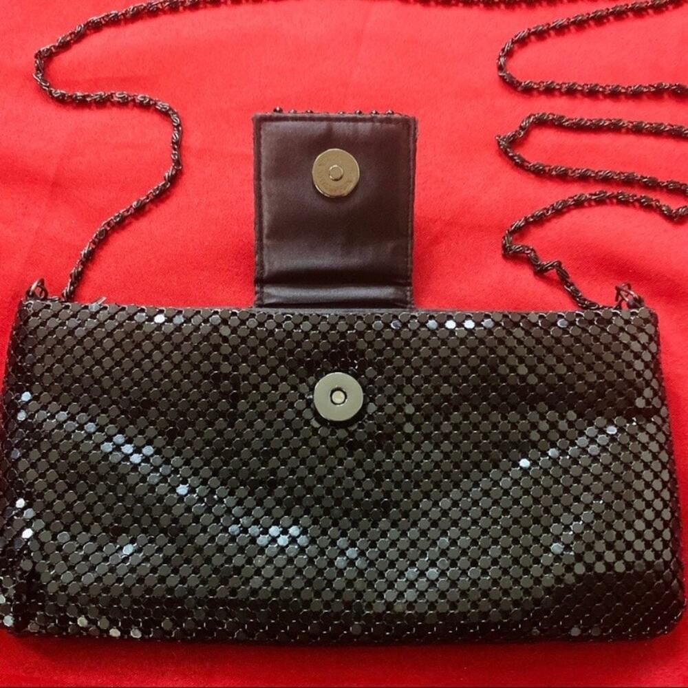 Vintage Black Rectangular Metallic Mesh Shoulder … - image 7